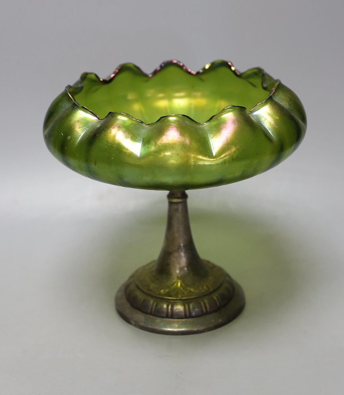 A WMF pedestal iridescent bowl - 19cm tall